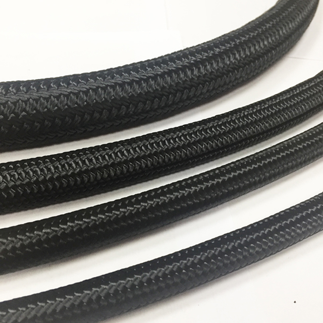 High Temperature AN4 To AN16 Rubber Flexible Black Nylon Braided Hose